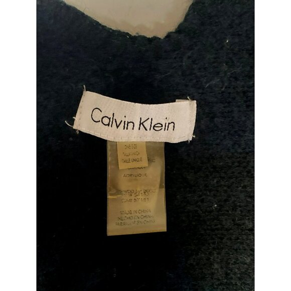 Calvin Klein Ruana Geometric Poncho Vintage Black Blue Gray One Size - Picture 7 of 7